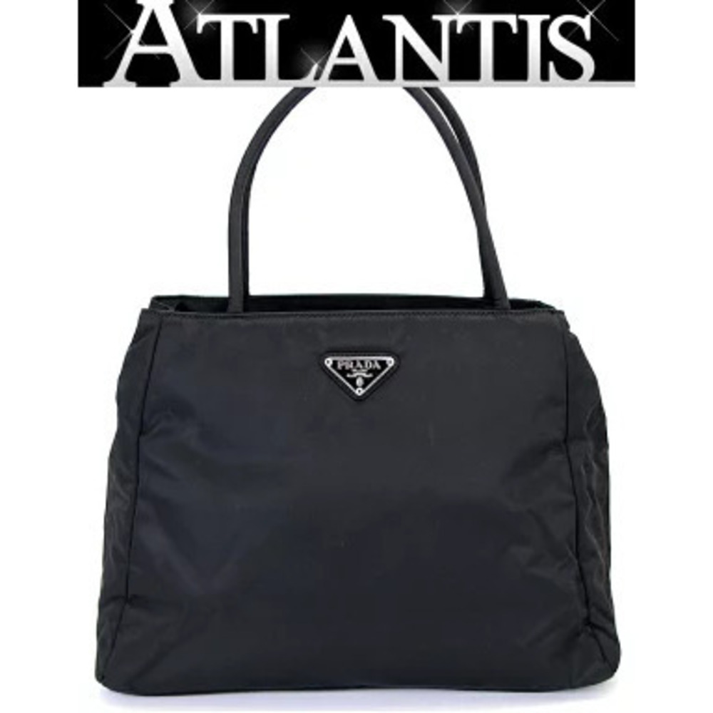Prada trapezoid tote bag triangular logo black